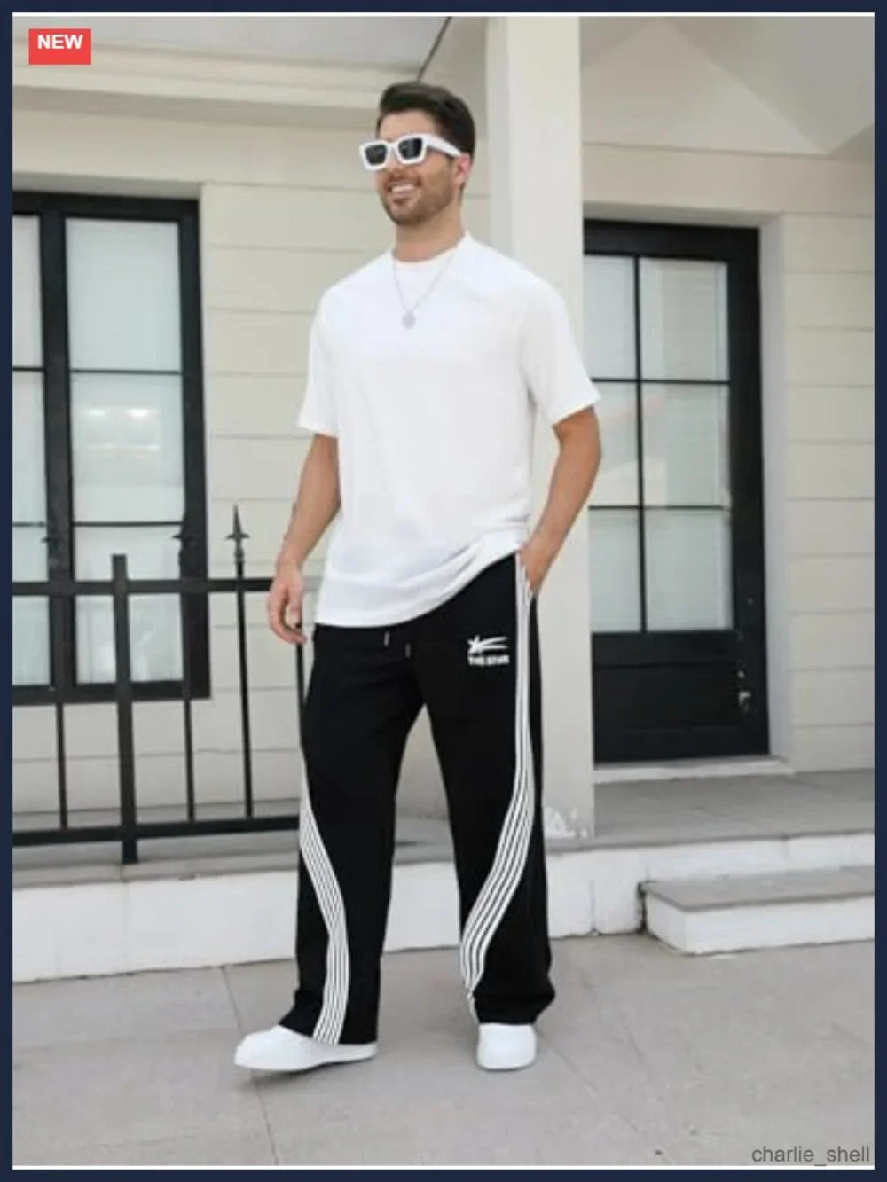 Men's Baggy Wide Leg Sweatpants Y2K Striped Side Drawstring Waist Track Pants